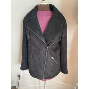 The Kooples Black Faux Shearling Coat Sz XS